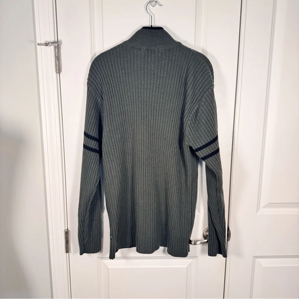 Men’s Thick Ribbed Quarter Zip Sweater XL Olive Cozy Cabin Core Gorpcore Office
